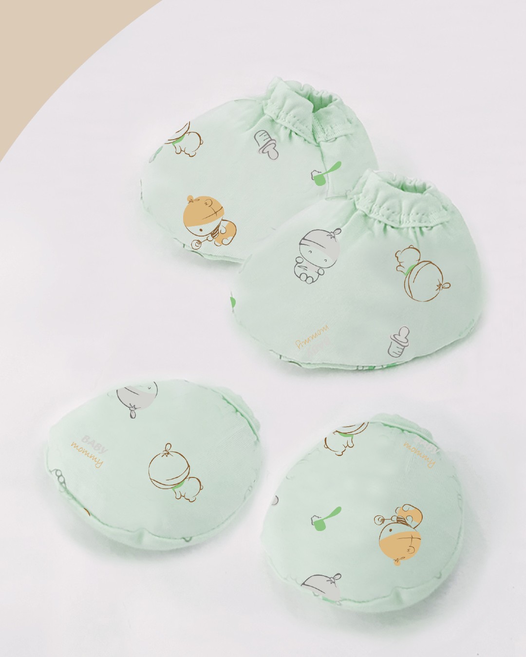 Bộ bao tay, bao chân viền in hình em bé BabyMommy - Màu ngẫu nhiên (0 - 3 tháng) 2