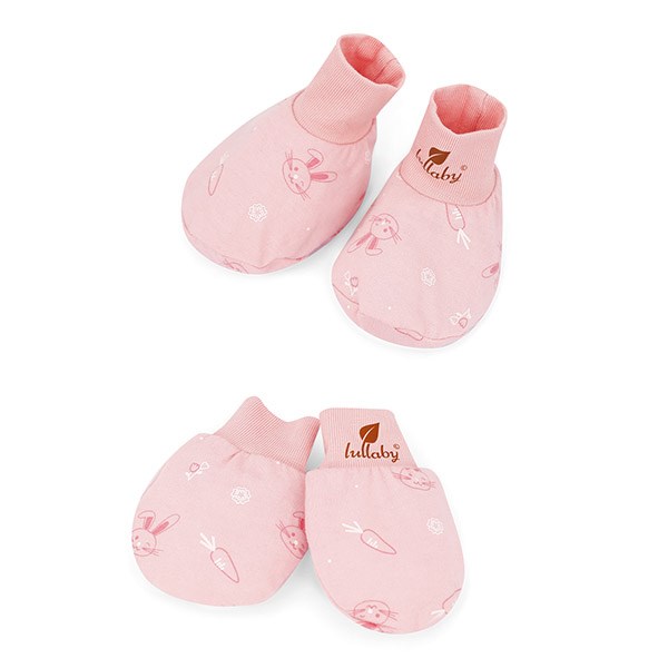 Bộ bao tay, bao chân có cổ Lullaby NH206V màu hồng (từ 0 – 3 tháng)