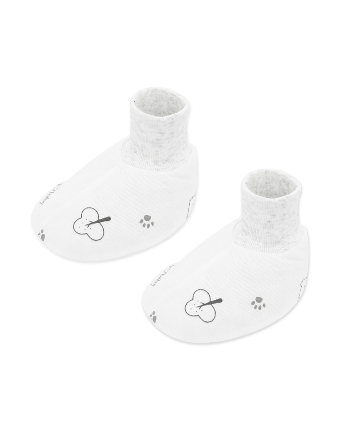 Bộ bao tay, bao chân in gấu xám IQ Baby màu trắng (0 - 3 tháng) 5