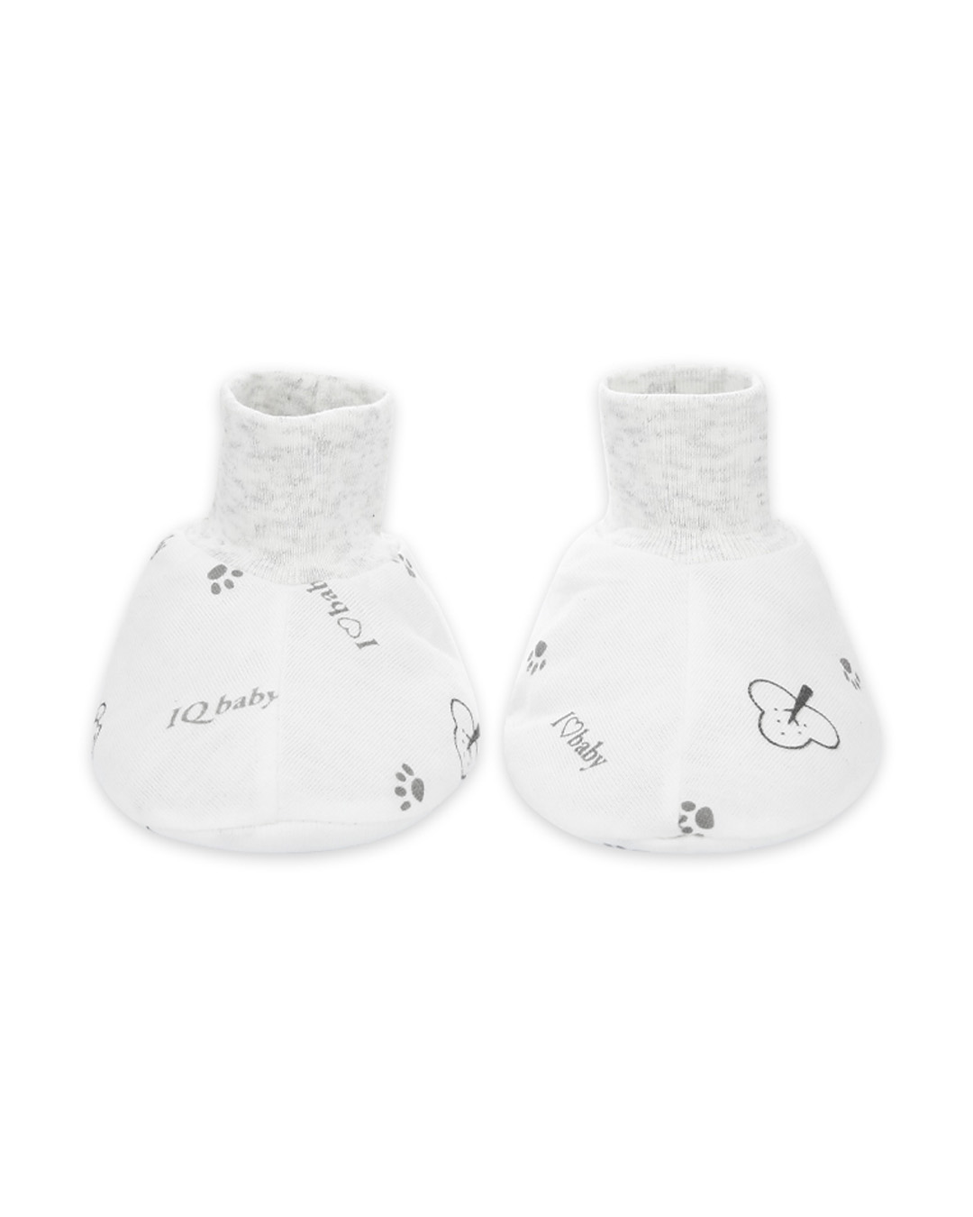 Bộ bao tay, bao chân in gấu xám IQ Baby màu trắng (0 - 3 tháng) 6