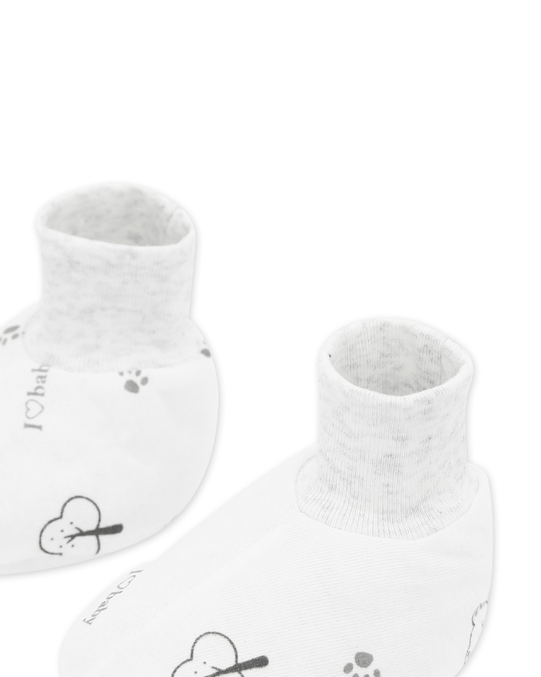 Bộ bao tay, bao chân in gấu xám IQ Baby màu trắng (0 - 3 tháng) 8