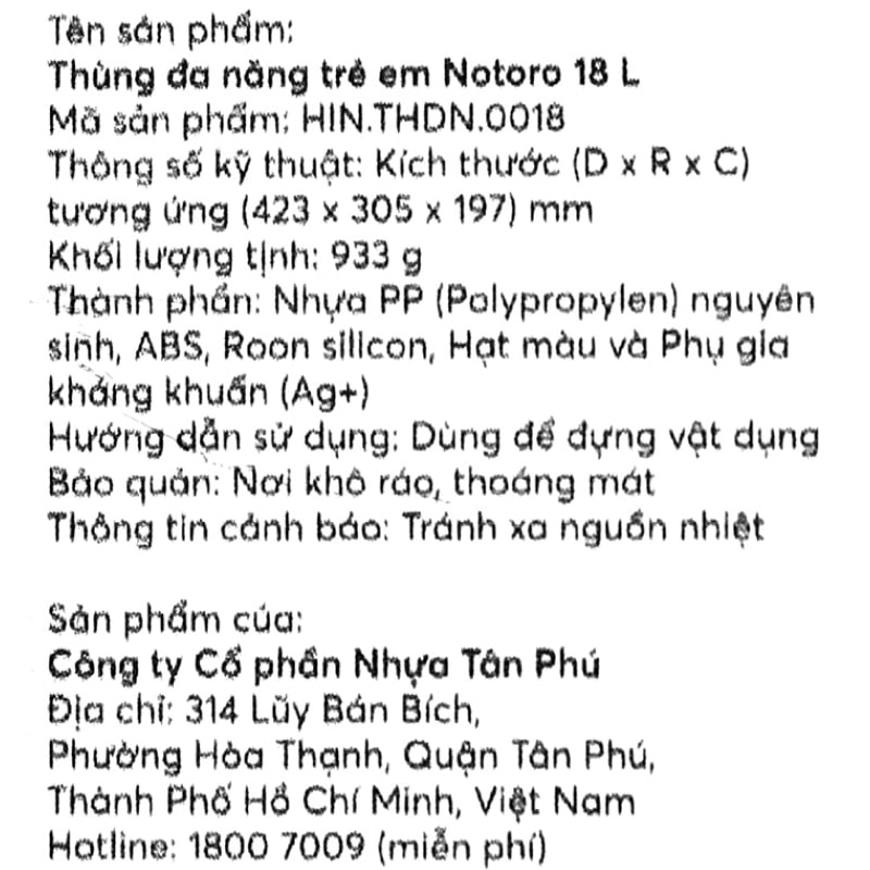 Thùng nhựa 30 lít Inochi Notoro THDN30L 10