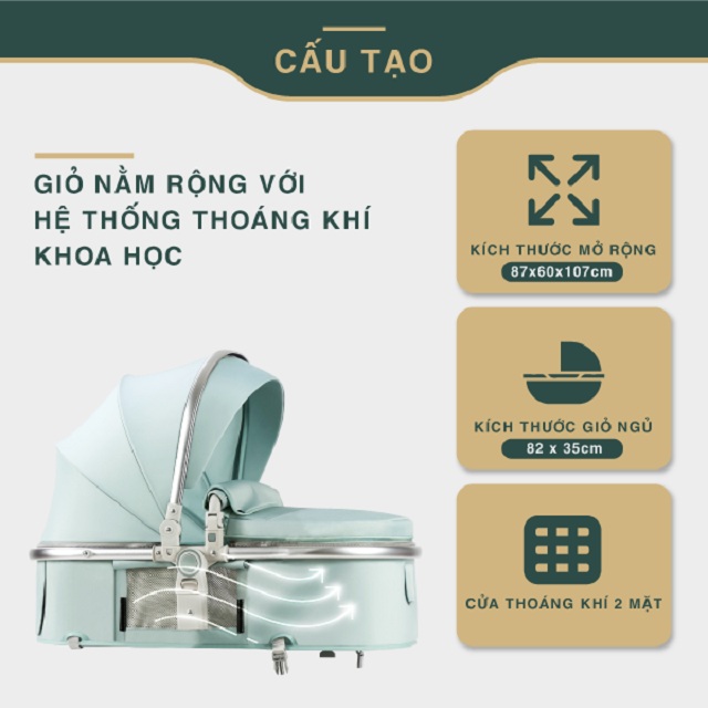 Giỏ nằm rộng rãi