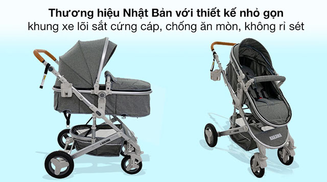 Thương hiệu Nhật Bản - Xe đẩy cho bé HAKAWA HK-B02 (0 - 3 tuổi) - Màu xám