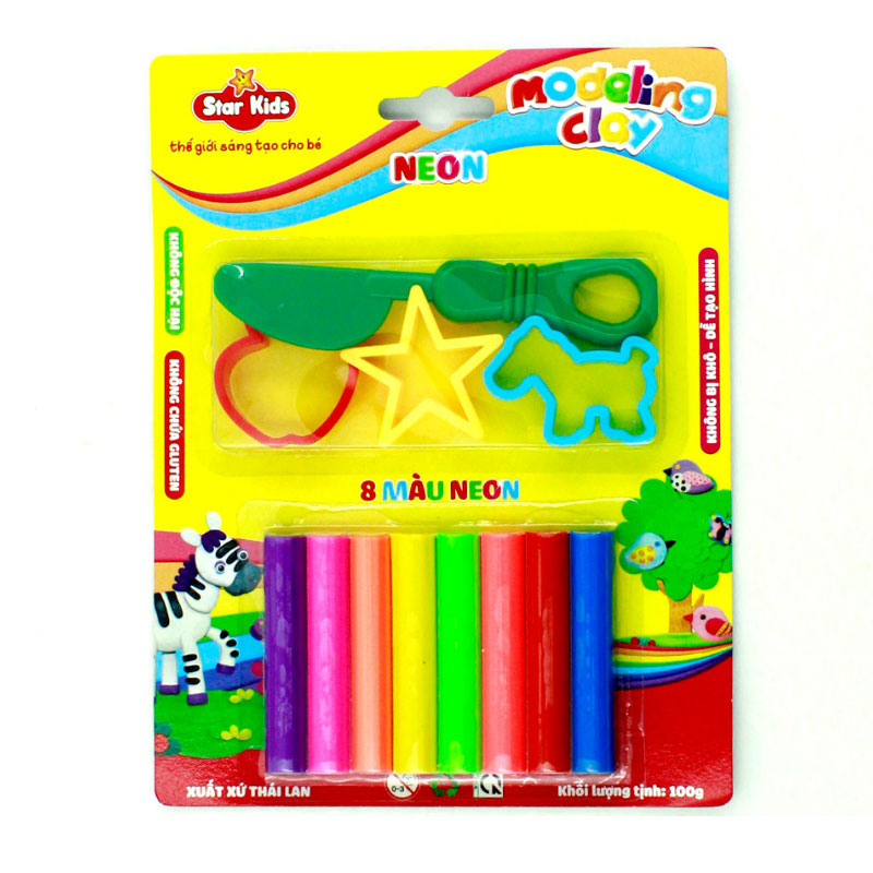 Bộ đồ chơi đất nặn 100g 8 màu và 4 dụng cụ Star Kids K-100/8C/4T