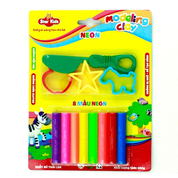 Bộ đồ chơi đất nặn 100g 8 màu và 4 dụng cụ Star Kids K-100/8C/4T