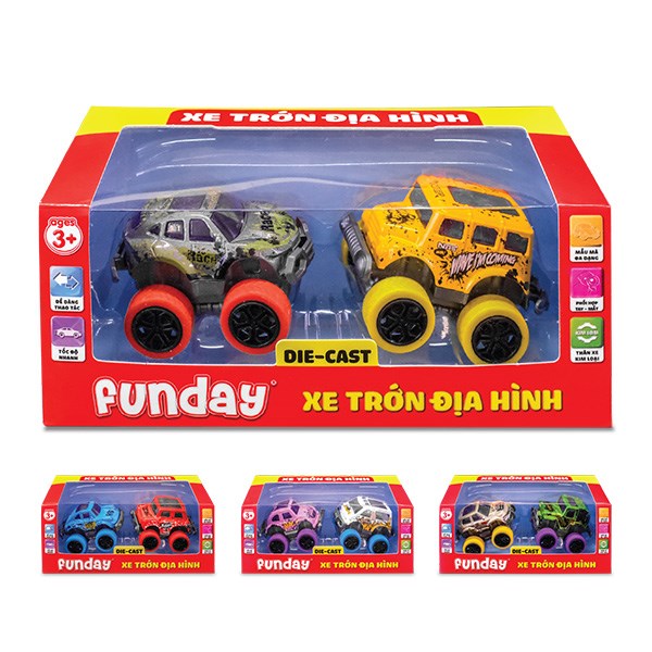 Đồ chơi xe trớn địa hình Funday FD – 0204 (2 xe) – Màu ngẫu nhiên