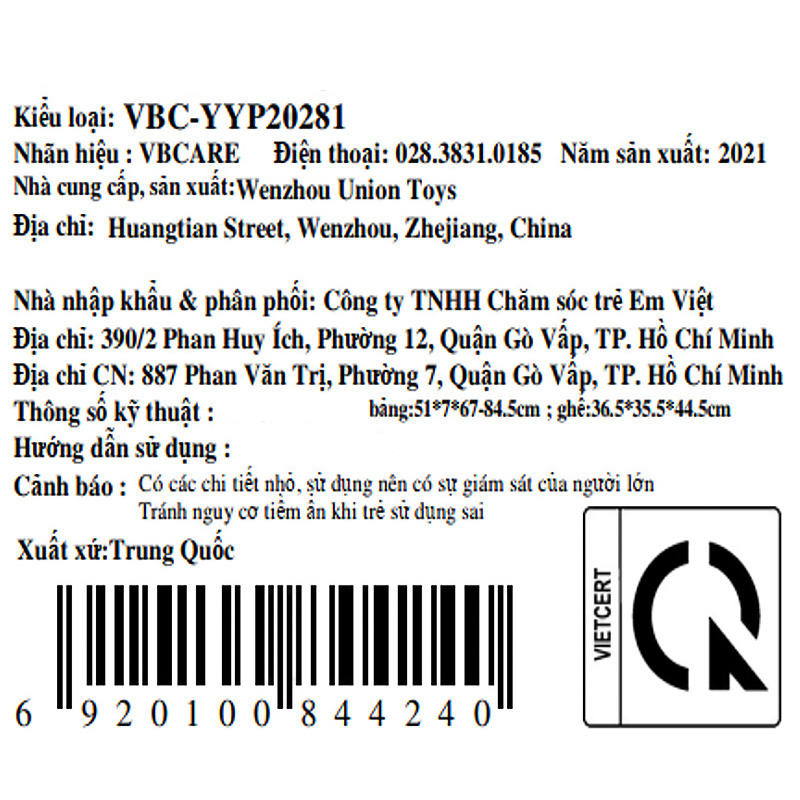 Đồ chơi bảng vẽ kèm ghế VBCare VBC-YYP20281 - Màu ngẫu nhiên 8