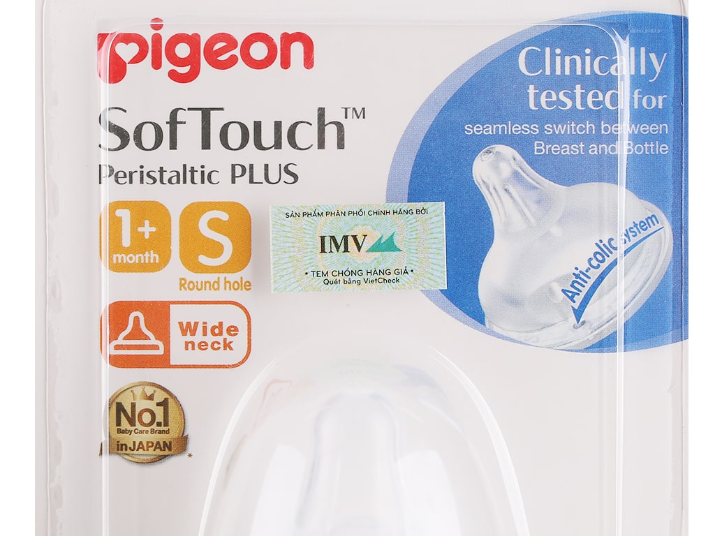 Bộ 2 núm ti Pigeon Plus SofTouch size S