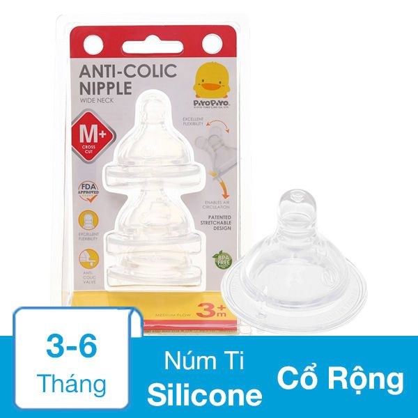 Bộ 3 núm ti PIYOPIYO chống đầy hơi PY830476 cổ rộng size L (từ 6 tháng) - AVAKids.com