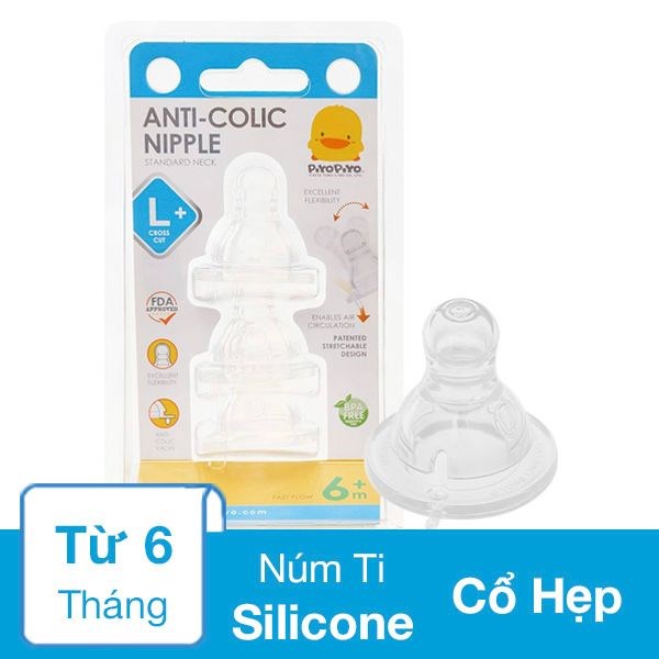 Bộ 3 núm ti PIYOPIYO chống đầy hơi PY830849 cổ hẹp size M (từ 3 tháng) - AVAKids.com