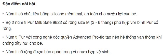 Bộ 2 núm ti Pur Milk Safe 9822 cổ rộng size M (3 - 6 tháng)
