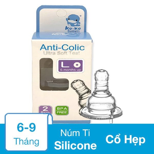 Bộ 2 núm ti KuKu siêu mềm KU5270A cổ hẹp size S (0 - 3 tháng) - AVAKids.com