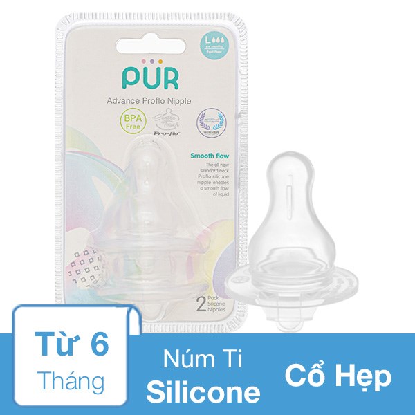 Bộ 2 Núm Ti Pur Comfort Feeder 1613 Cổ Hẹp Size L (Từ 6 Tháng)