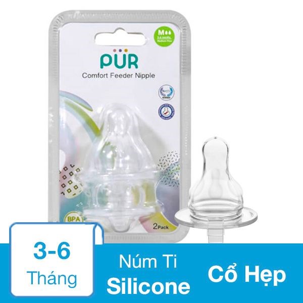 Bộ 2 núm ti Pur Comfort Feeder 1611 size S siêu mềm, an toàn - AVAKids.com