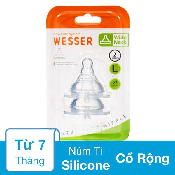 Bộ 2 Núm Ti Wesser Cổ Rộng Size L (Từ 7 Tháng)