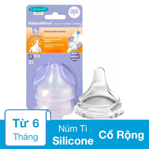 Bộ 2 Núm Ti Lansinoh Cổ Rộng Size F (Từ 6 Tháng)