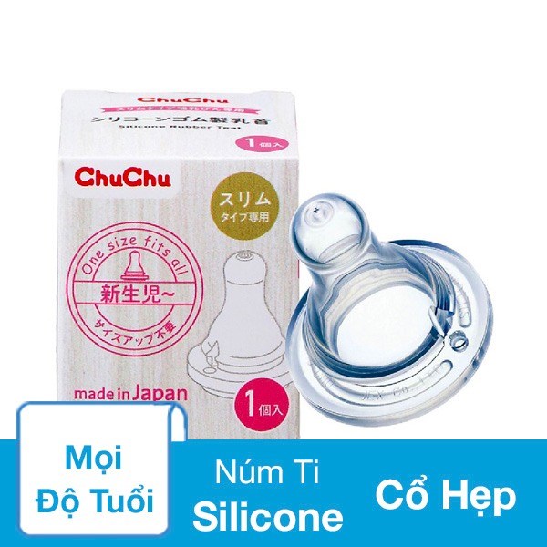 Núm ti Chuchu Baby Rubber Teat cổ hẹp free size (mọi độ tuổi)