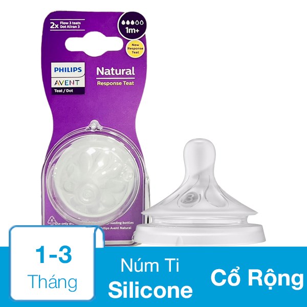 Bộ 2 Núm Ti Philips Avent Scy963/02 Cổ Rộng Size 3 (1 - 3 Tháng)