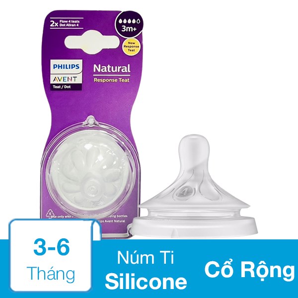 Bộ 2 Núm Ti Philips Avent Scy964/02 Cổ Rộng Size 4 (3 - 6 Tháng)