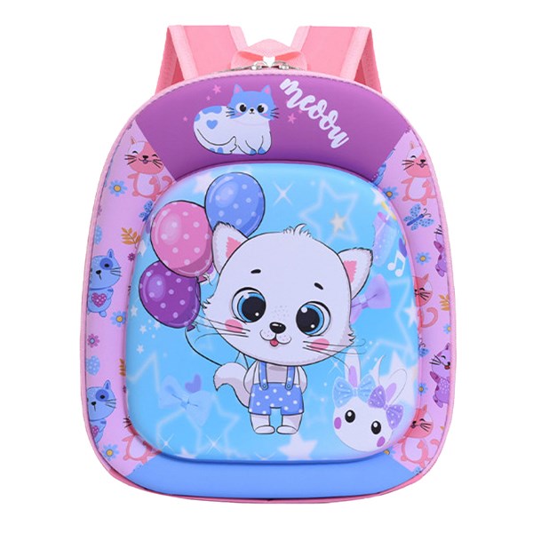 Balo cho bé mẫu giáo Á Châu mèo 3D tím - hồng cao cấp, bền đẹp, thời trang - AVAKids.com
