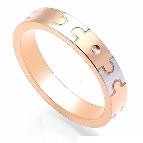 Nhẫn Hợp Kim Nam AvaJi Đính Đá AVJ.R000077 Màu Vàng Hồng