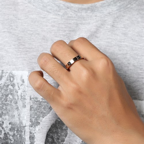 Nhẫn Hợp Kim Nam AvaJi Đính Đá AVJ.R000077 Màu Vàng Hồng
