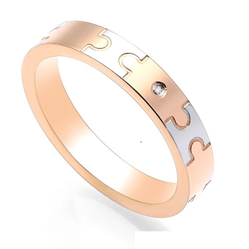 Nhẫn Hợp Kim Nam AvaJi Đính Đá AVJ.R000079 Màu Vàng Hồng