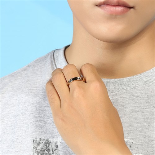 Nhẫn Hợp Kim Nam AvaJi Đính Đá AVJ.R000079 Màu Vàng Hồng