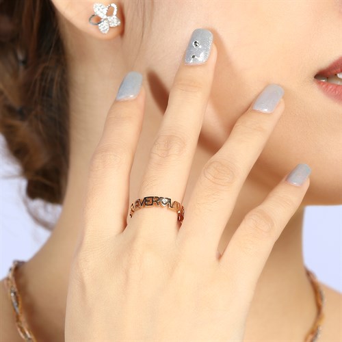 Nhẫn Hợp Kim Nữ AvaJi Đính Đá AVJ.R000090 Màu Vàng Hồng