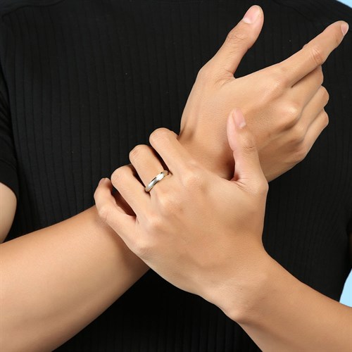 Nhẫn Hợp Kim Nam AvaJi Đính Đá AVJ.R000097 Màu Bạc