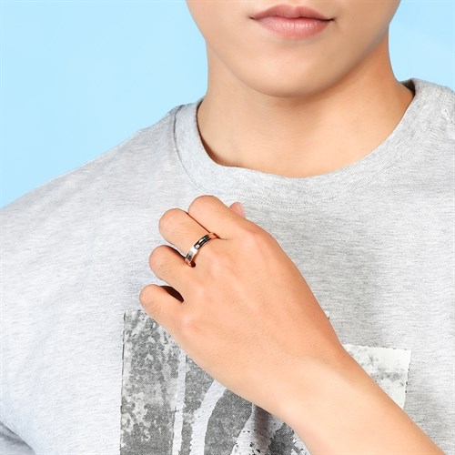 Nhẫn Hợp Kim Nam AvaJi Đính Đá AVJ.R000150 Màu Vàng Hồng