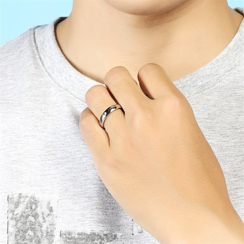 Nhẫn Hợp Kim Nam AvaJi Đính Đá AVJ.R000155 Màu Bạc