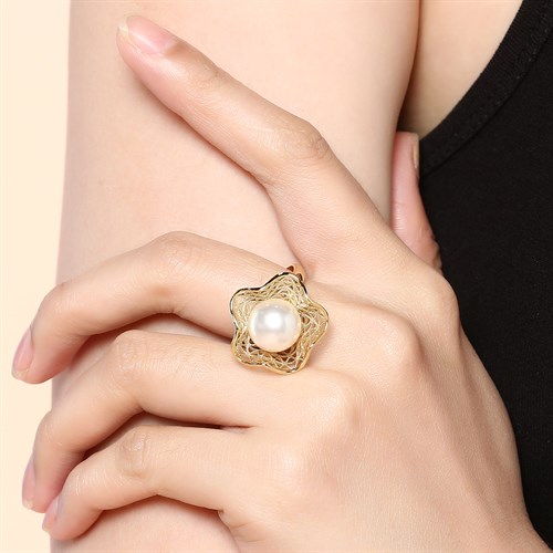 Nhẫn Hợp Kim Nữ AvaJi Ngọc Trai AVJ.R000236.00 Màu Vàng