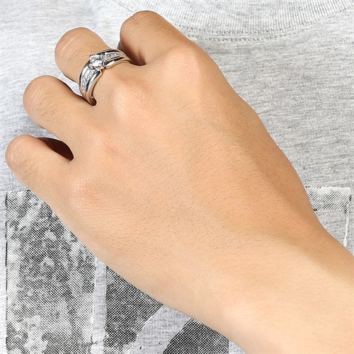 Nhẫn Hợp Kim Đính Đá Nam AvaJi AVJ.R000266.00 Màu Bạc