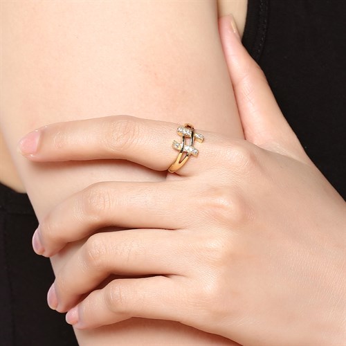 Nhẫn Hợp Kim Nữ AvaJi Đính Đá AVJ.R000273.00 Màu Vàng