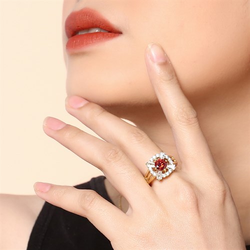 Nhẫn Hợp Kim Nữ AvaJi Đính Đá AVJ.R000287.00 Màu Vàng