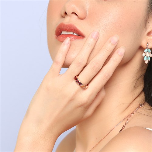 Nhẫn Hợp Kim Nữ AvaJi Đính Đá AVJ.R000292.00 Màu Vàng Hồng