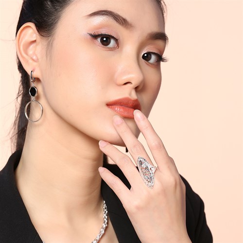 Nhẫn Hợp Kim Nữ AvaJi Đính Đá AVJ.R000313.00 Màu Bạc