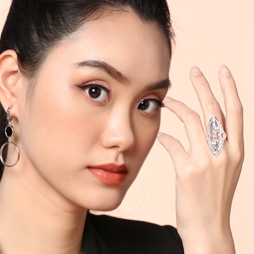 Nhẫn Hợp Kim Nữ AvaJi Đính Đá AVJ.R000313.00 Màu Bạc