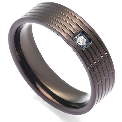 Nhẫn Hợp Kim Nam AvaJi Đính Đá AVJ.R000327.00 Màu Đen