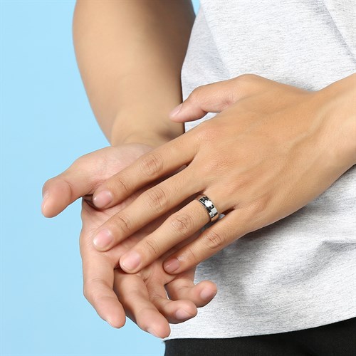 Nhẫn Hợp Kim Nam AvaJi Đính Đá AVJ.R000328.00 Màu Bạc