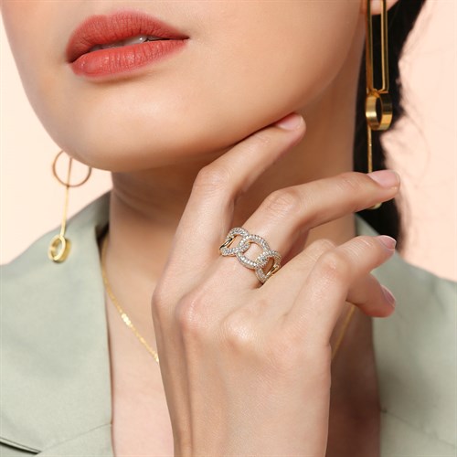 Nhẫn Hợp Kim Nữ AvaJi Đính Đá Zircon AVJ.R000019.00 Màu Vàng