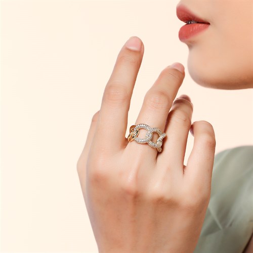 Nhẫn Hợp Kim Nữ AvaJi Đính Đá Zircon AVJ.R000019.00 Màu Vàng