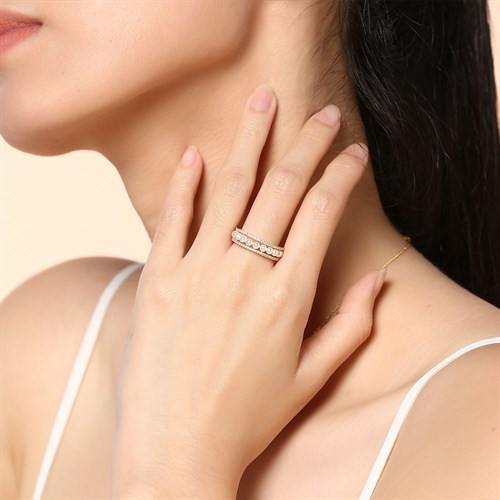 Nhẫn Hợp Kim Nữ AvaJi Đính Đá Zircon AVJ.R000033.00 Màu Vàng