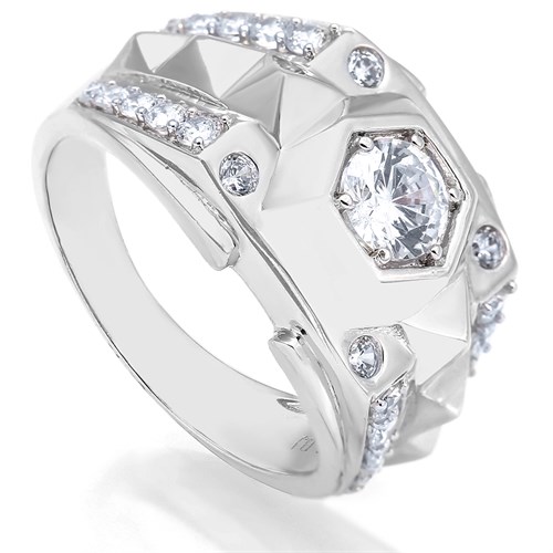 Nhẫn Bạc Nam Đính Đá Mạ Vàng Trắng AvaJi AVJ.R000330 Màu Bạc