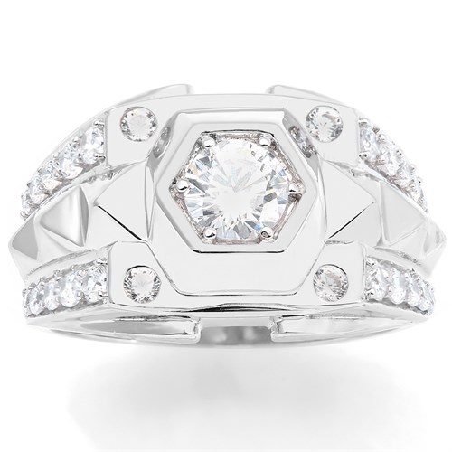 Nhẫn Bạc Nam Đính Đá Mạ Vàng Trắng AvaJi AVJ.R000330 Màu Bạc