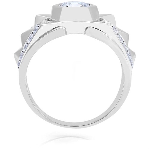 Nhẫn Bạc Nam Đính Đá Mạ Vàng Trắng AvaJi AVJ.R000330 Màu Bạc