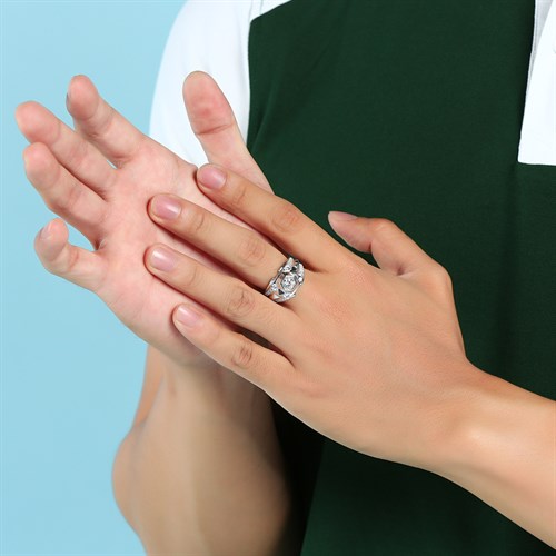 Nhẫn Bạc Nam Đính Đá Mạ Vàng Trắng AvaJi AVJ.R000330 Màu Bạc