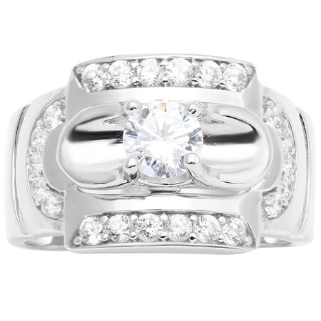 Nhẫn Bạc Nam Đính Đá Mạ Vàng Trắng AvaJi AVJ.R000331 Màu Bạc